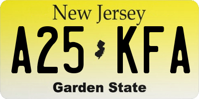 NJ license plate A25KFA