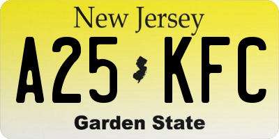 NJ license plate A25KFC