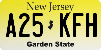 NJ license plate A25KFH