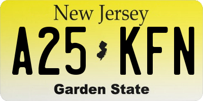NJ license plate A25KFN