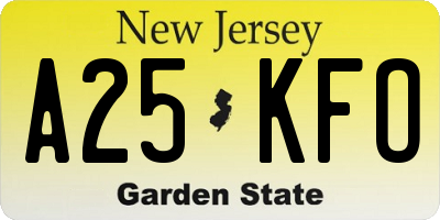 NJ license plate A25KFO