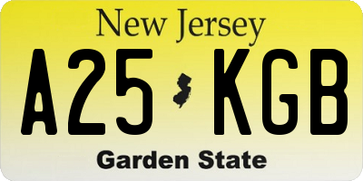 NJ license plate A25KGB