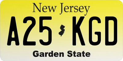 NJ license plate A25KGD