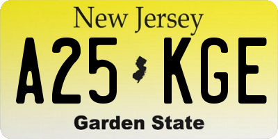 NJ license plate A25KGE