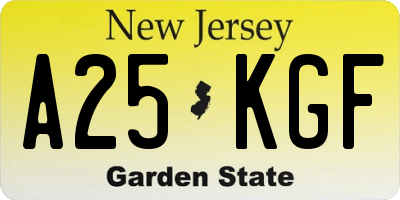 NJ license plate A25KGF