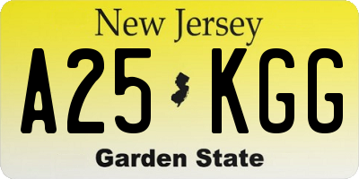 NJ license plate A25KGG