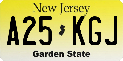 NJ license plate A25KGJ