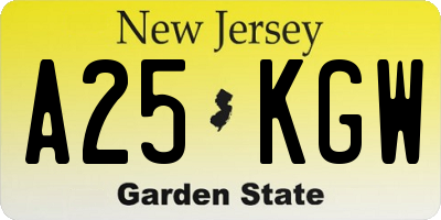 NJ license plate A25KGW