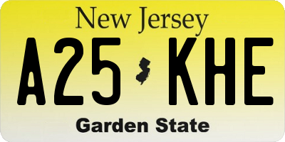 NJ license plate A25KHE