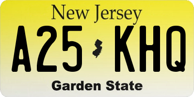 NJ license plate A25KHQ