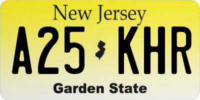 NJ license plate A25KHR