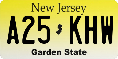 NJ license plate A25KHW
