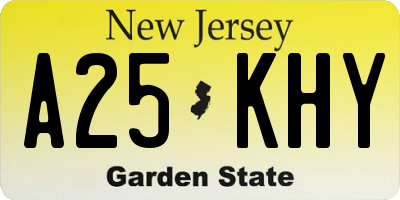 NJ license plate A25KHY