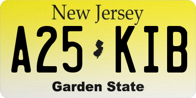 NJ license plate A25KIB