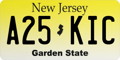 NJ license plate A25KIC