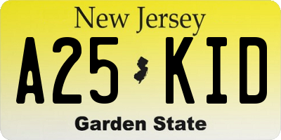 NJ license plate A25KID
