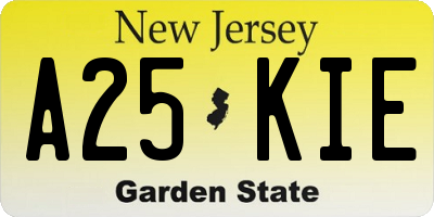 NJ license plate A25KIE
