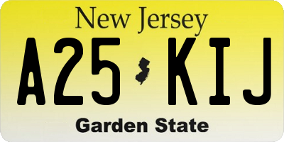 NJ license plate A25KIJ