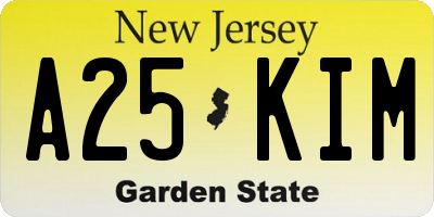 NJ license plate A25KIM