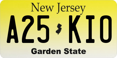 NJ license plate A25KIO