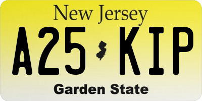 NJ license plate A25KIP