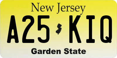 NJ license plate A25KIQ