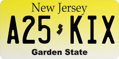 NJ license plate A25KIX