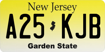NJ license plate A25KJB
