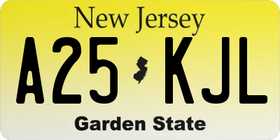 NJ license plate A25KJL