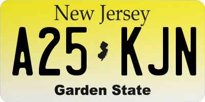 NJ license plate A25KJN