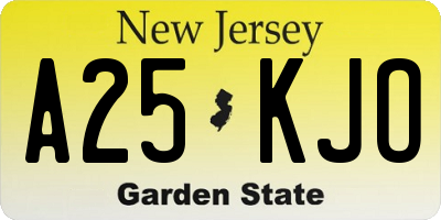 NJ license plate A25KJO
