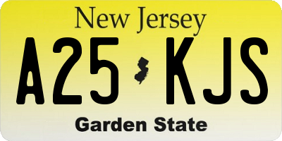 NJ license plate A25KJS