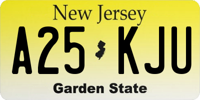 NJ license plate A25KJU