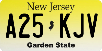 NJ license plate A25KJV
