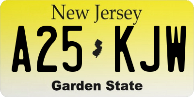 NJ license plate A25KJW