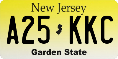 NJ license plate A25KKC