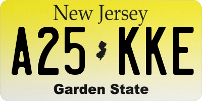NJ license plate A25KKE