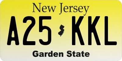 NJ license plate A25KKL