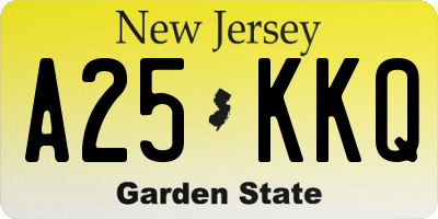 NJ license plate A25KKQ