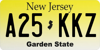 NJ license plate A25KKZ