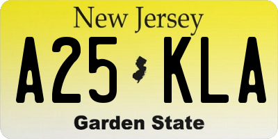 NJ license plate A25KLA