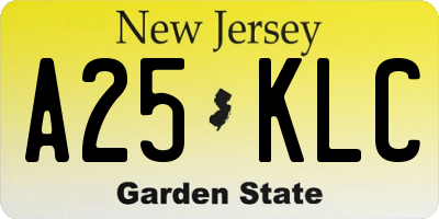 NJ license plate A25KLC