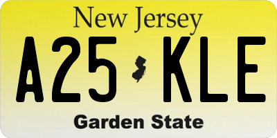 NJ license plate A25KLE