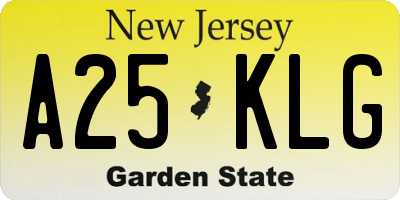 NJ license plate A25KLG