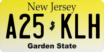 NJ license plate A25KLH