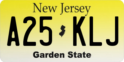 NJ license plate A25KLJ