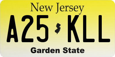 NJ license plate A25KLL