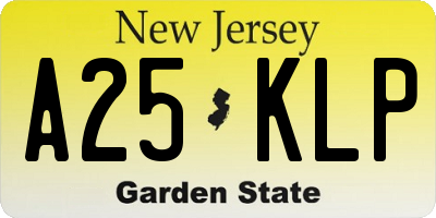 NJ license plate A25KLP