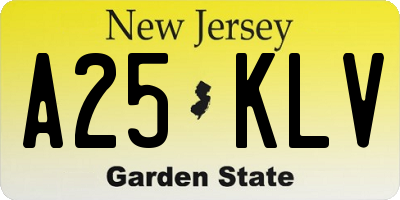 NJ license plate A25KLV