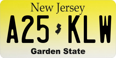 NJ license plate A25KLW